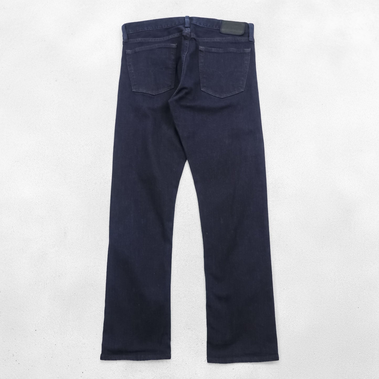 Polo Ralph Lauren デニムパンツ ジーンズ M ストレッチ インディゴ ネイビー 濃紺 スリム ストレート レザーパッチ THE VARICK SLIM STRAIGHT