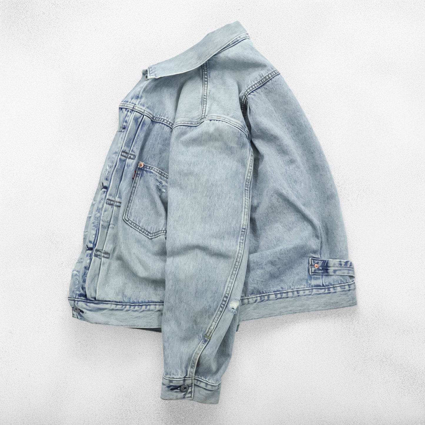 Levi's 大戦モデル 1stタイプ ビッグE ダメージ加工 デニム トラッカージャケット TYPEⅠ Gジャン XL シンチバック 短丈 ダブルプリーツ PREMIUM A3174-0006