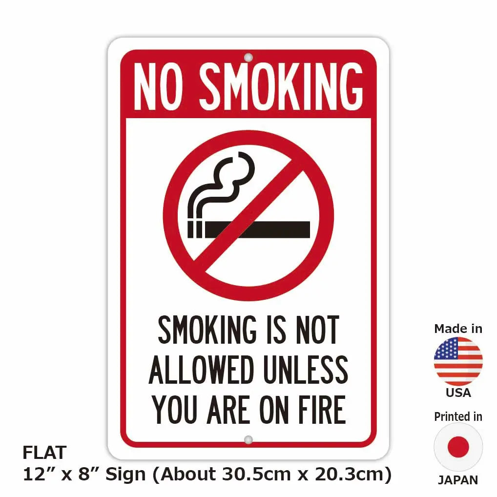[Rectangular Sign] No Smoking / No Smoke Unless You Are Burning / Original American-Made Sign (Approx. 20x30cm)