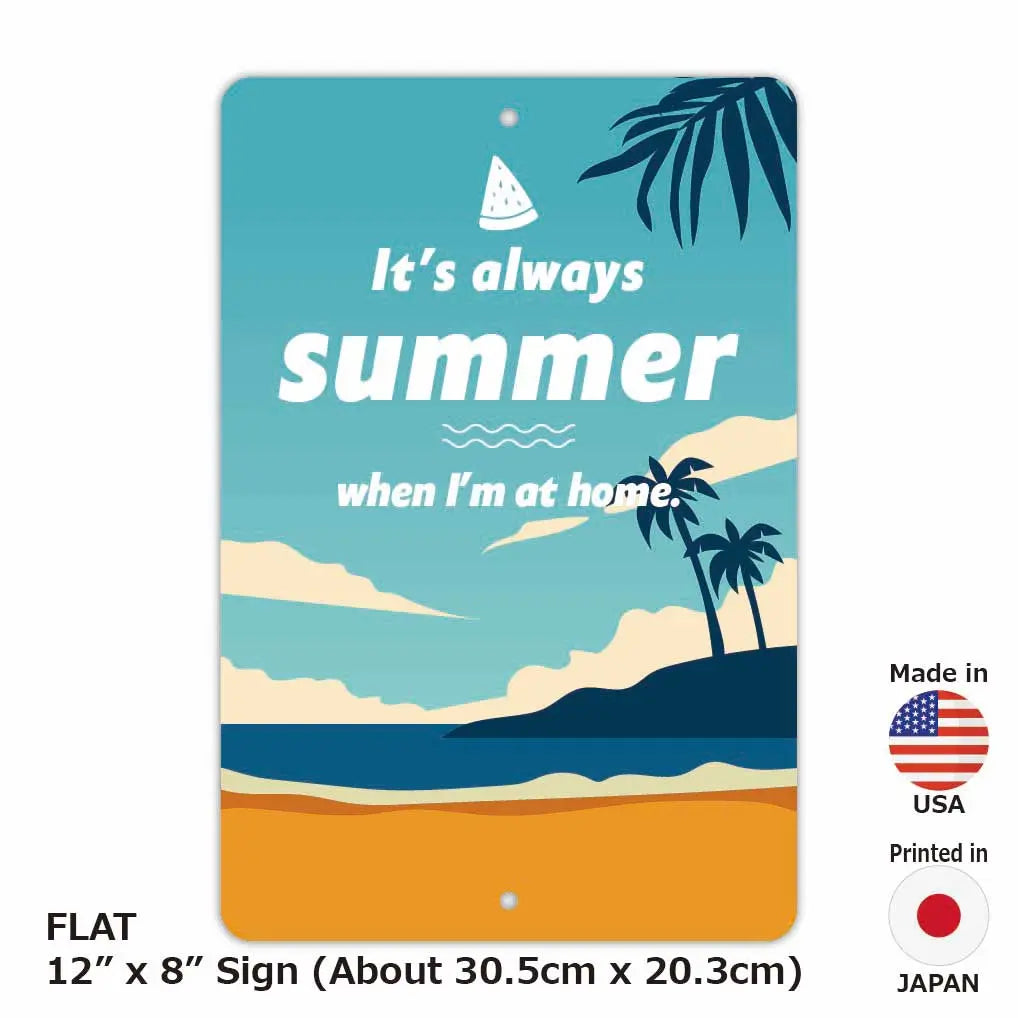 [Rectangular Sign] Palm Tree & Beach / Original American-Made Sign (Approx. 20x30cm)