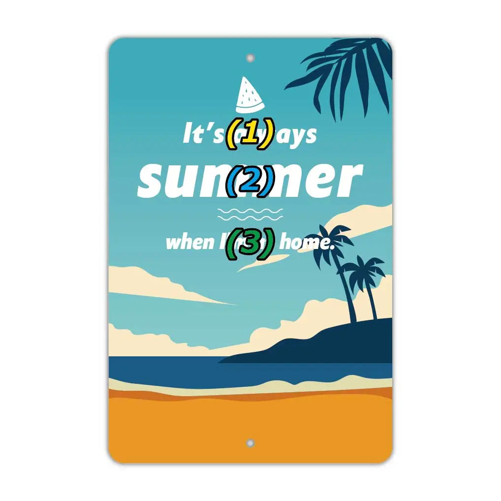 [Rectangular Sign] Palm Tree & Beach / Original American-Made Sign (Approx. 20x30cm)