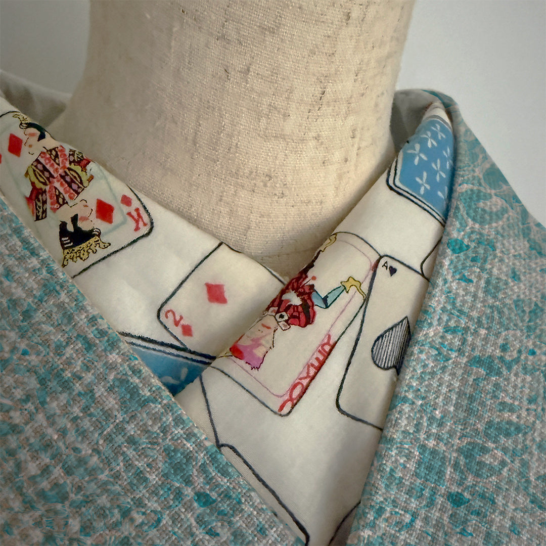 White Cotton Half-Collar, Playing Cards, Washable, Casual, Cute