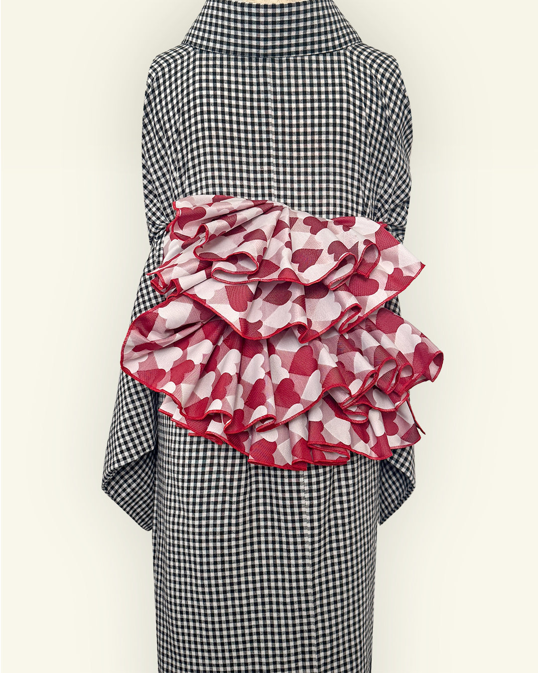 Heko Obi (Heko Obi) for Adults, Heart, Regimental, and Scale Pattern, Cute, Red, and Pink