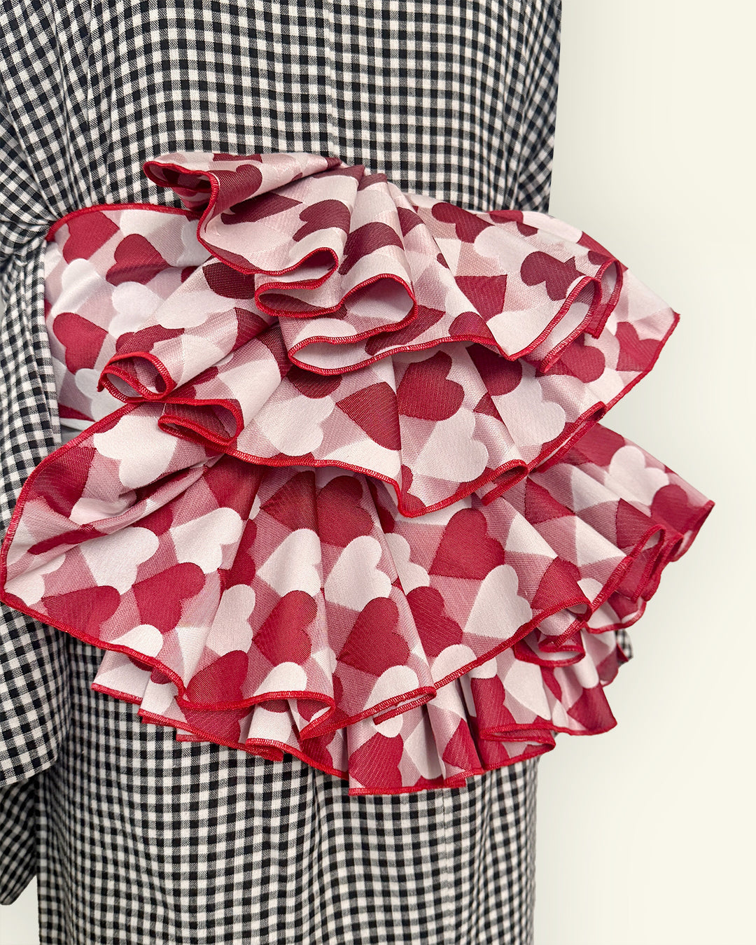 Heko Obi (Heko Obi) for Adults, Heart, Regimental, and Scale Pattern, Cute, Red, and Pink