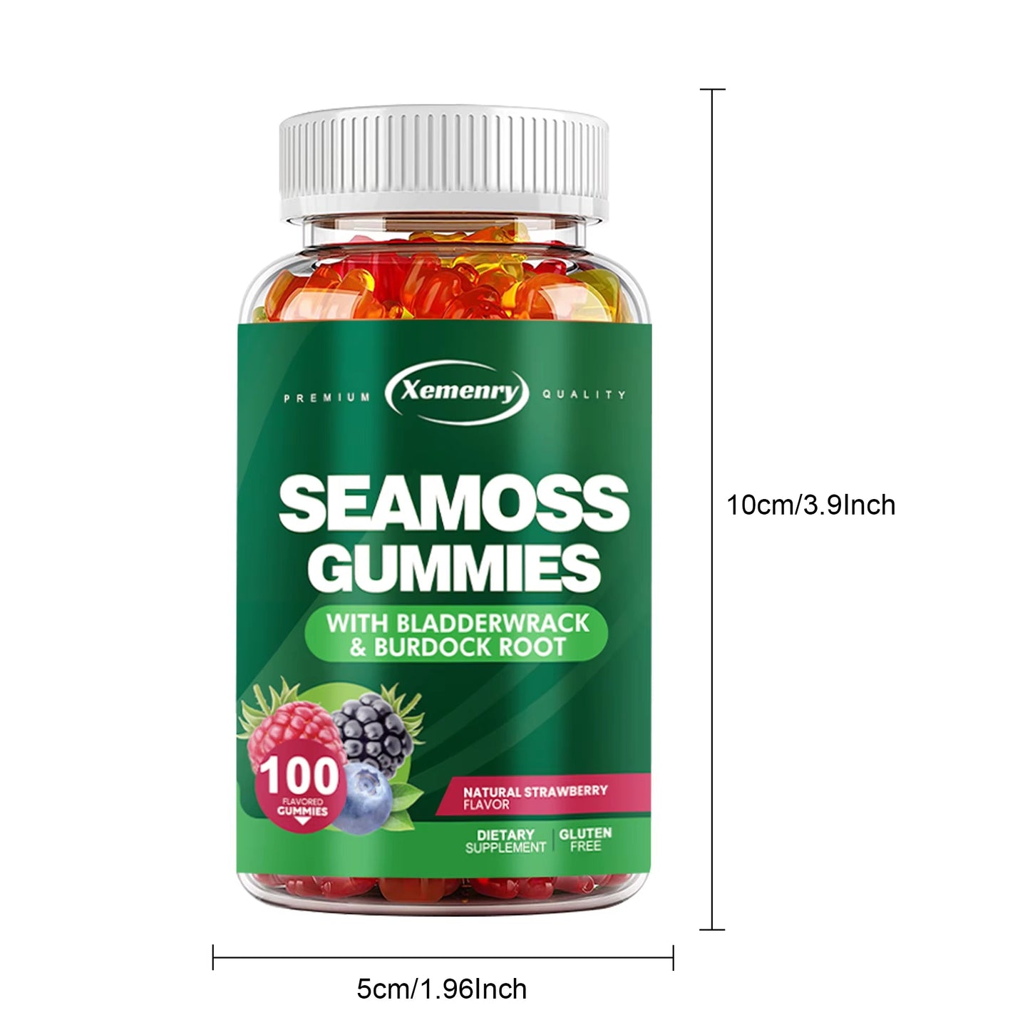 SEAMOSS Gummies With Bladderwrack and Burdock Root - Immune, Skin, and Detox Support (100 Gummies)