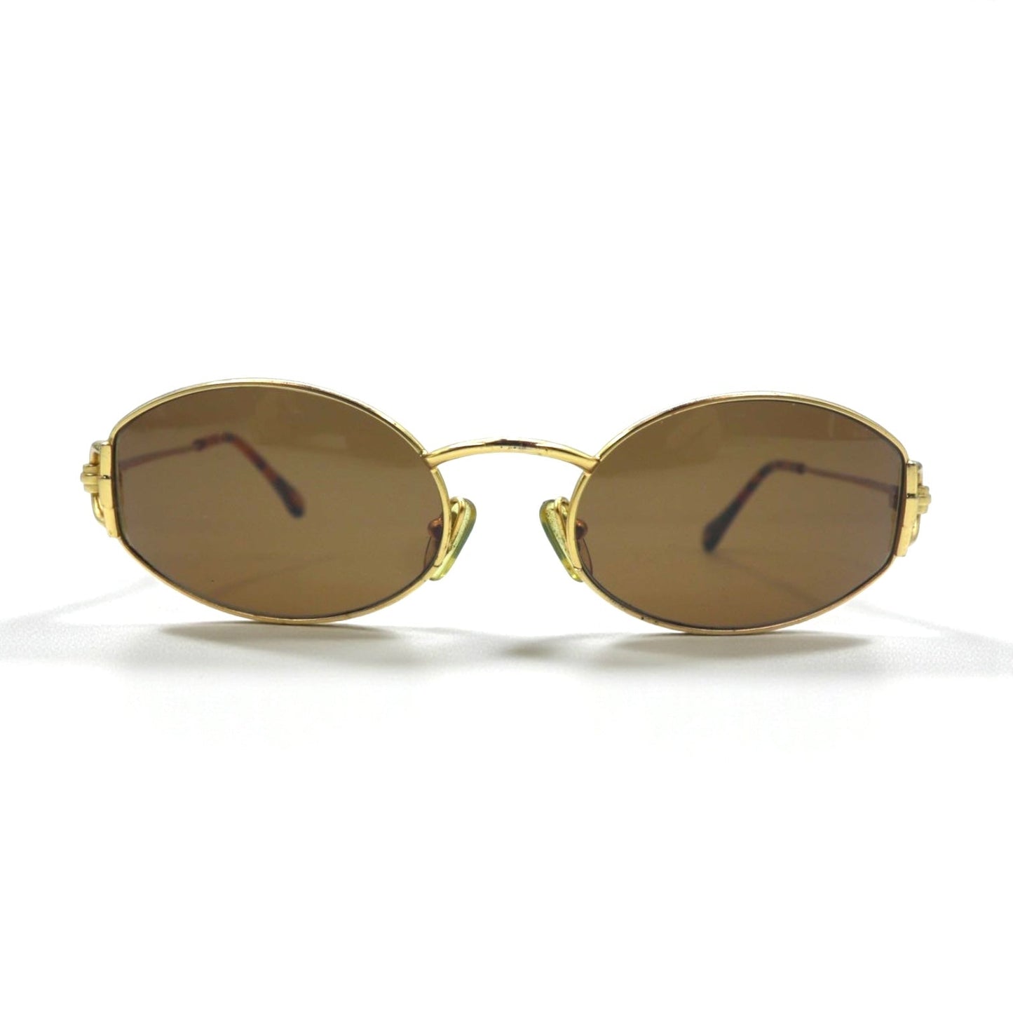 GUCCI Vintage Oval Sunglasses in Gold and Tortoiseshell, Made in Italy