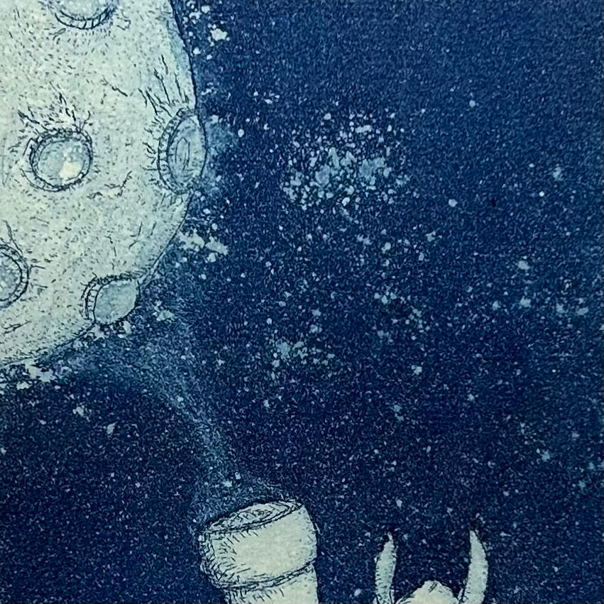 【オリジナル銅版画】前田 勝弘（Katsuhiro MAEDA）「キニナッテしかたがないので ボウエンキョウをのぞくのだ（ed. 5/10）」