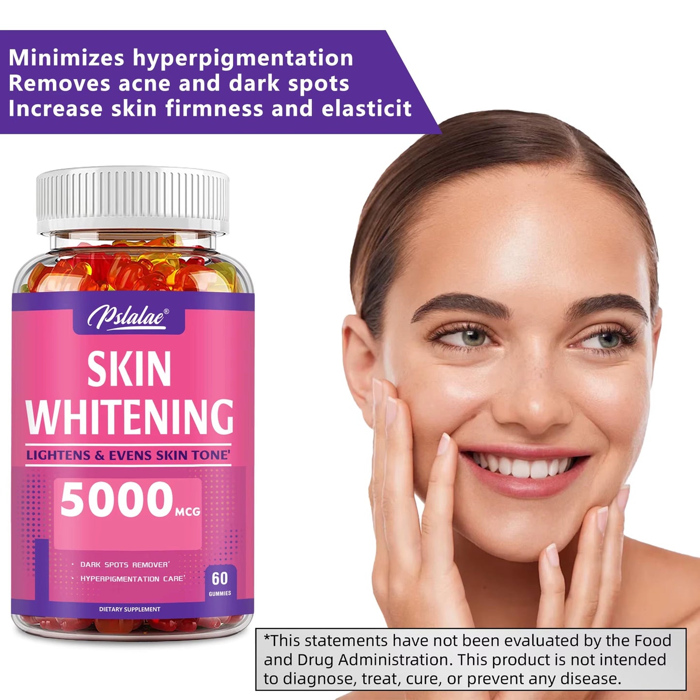 Skin Brightening Glutathione Gummies | L-Glutathione, Cinnamon & Lemon for Even Skin Tone (60ct)