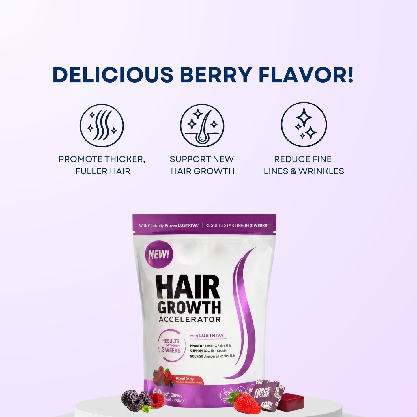 Hair Growth Gummies | Biotin 5000mcg + Plant Extracts | 60 Count