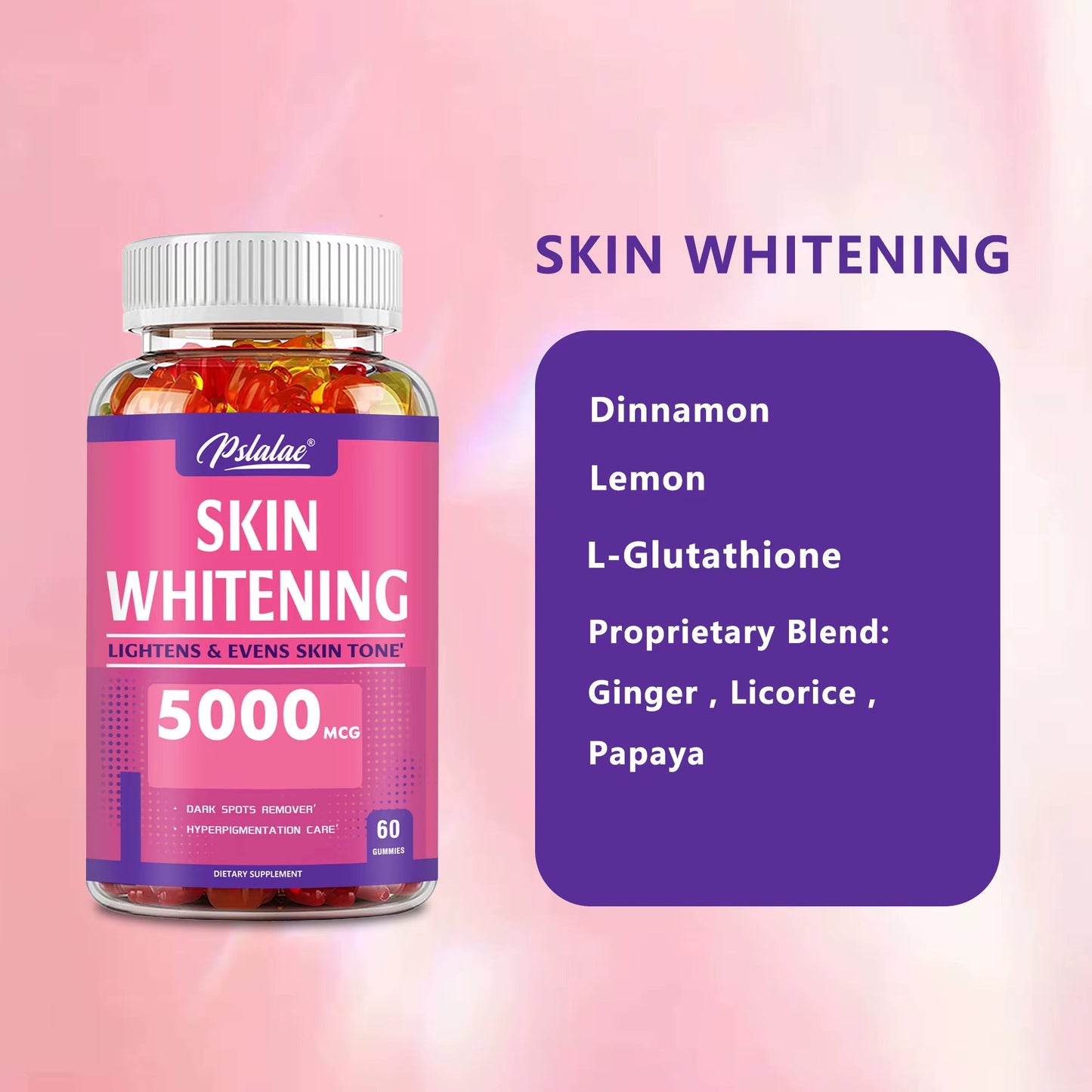 Skin Brightening Glutathione Gummies | L-Glutathione, Cinnamon & Lemon for Even Skin Tone (60ct)