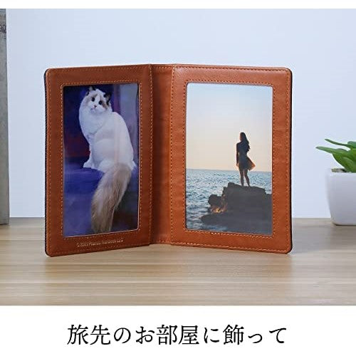 【訳アリB級品】[スヌーピー/SNOOPY]持ち運び Lサイズ デニム生地フォトフレーム(ブラウン)