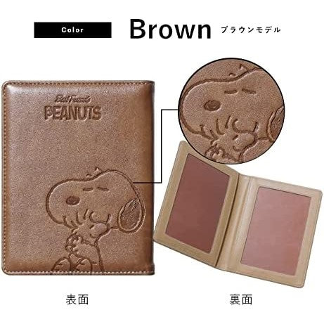 【訳アリB級品】[スヌーピー/SNOOPY]持ち運び Lサイズ デニム生地フォトフレーム(ブラウン)