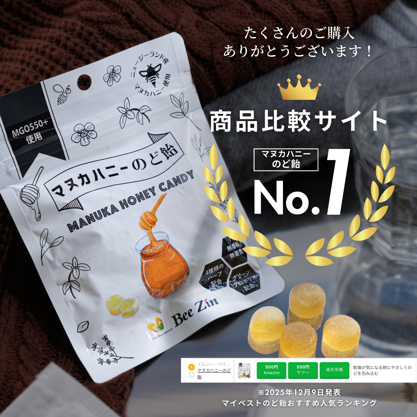 マヌカハニーのど飴（3袋より購入可能）