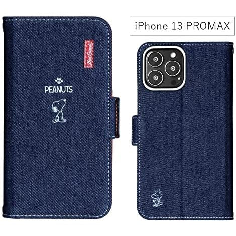 [スヌーピー/SNOOPY](アイフォン)iPhone13 Pro Max用 デニム生地 手帳型ケース