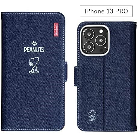 [スヌーピー/SNOOPY](アイフォン)iPhone13 Pro用 デニム生地 手帳型ケース