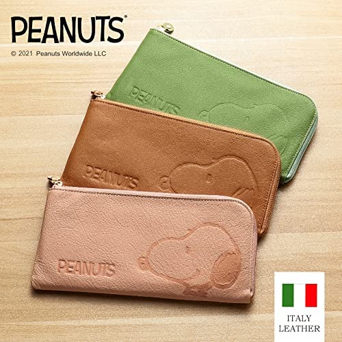 [スヌーピー/SNOOPY]イタリアンレザー 極薄 L字長財布(グリーン)