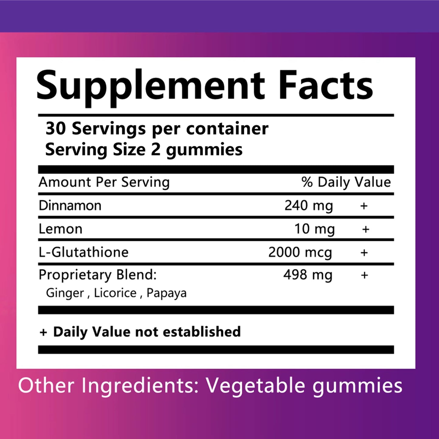 Skin Brightening Glutathione Gummies | L-Glutathione, Cinnamon & Lemon for Even Skin Tone (60ct)