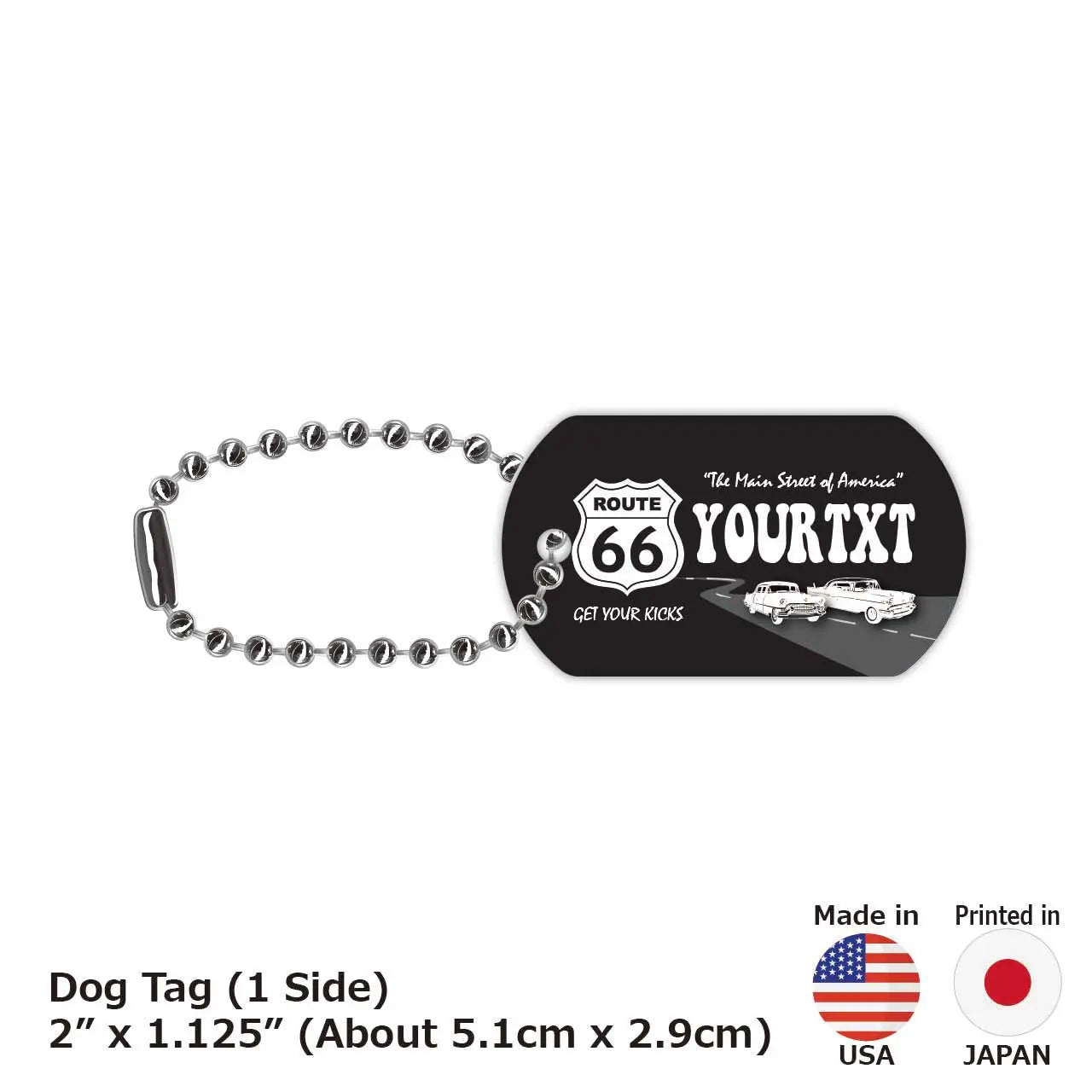 [Dog Tag] Route 66 Black/Original American License Plate-Shaped Personalized Keychain