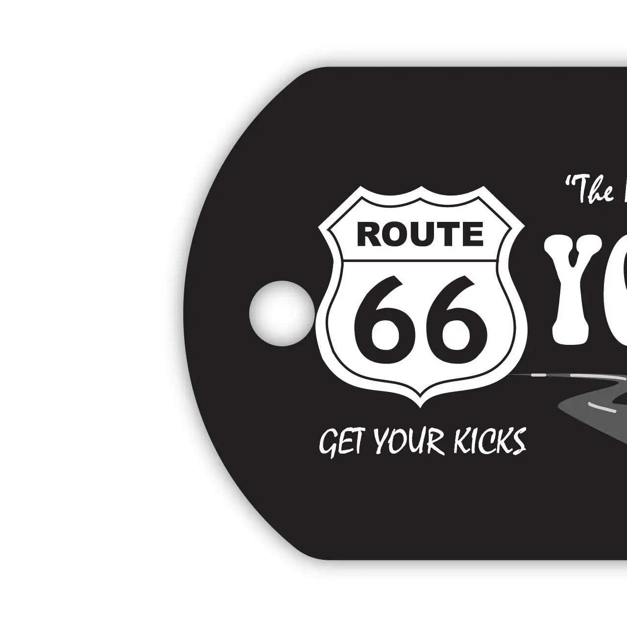 [Dog Tag] Route 66 Black/Original American License Plate-Shaped Personalized Keychain