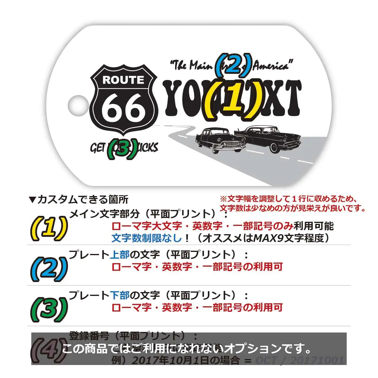 [Dog Tag] Route 66 White/Original American License Plate-Shaped Personalized Keychain