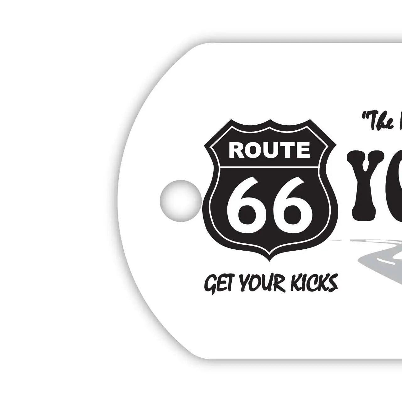 [Dog Tag] Route 66 White/Original American License Plate-Shaped Personalized Keychain