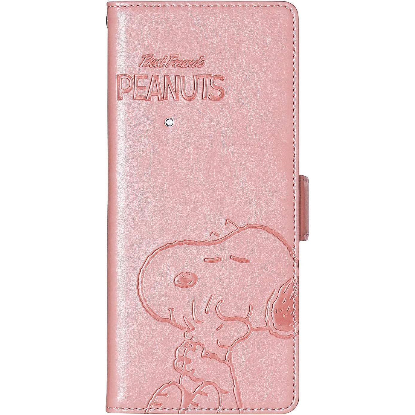 [スヌーピー/SNOOPY]XPeria 1 上質なPUレザー 手帳型スマホケース（ピンク）