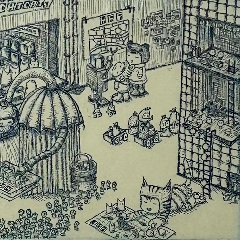 【オリジナル銅版画】前田 勝弘（Katsuhiro MAEDA）「いつもイッショにいるけれど、イキたいサキはそれぞれデス... さあチズヲミテ（ed. 2/10）」
