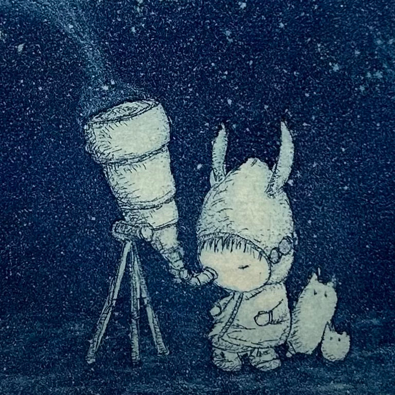 【オリジナル銅版画】前田 勝弘（Katsuhiro MAEDA）「キニナッテしかたがないので ボウエンキョウをのぞくのだ（ed. 5/10）」