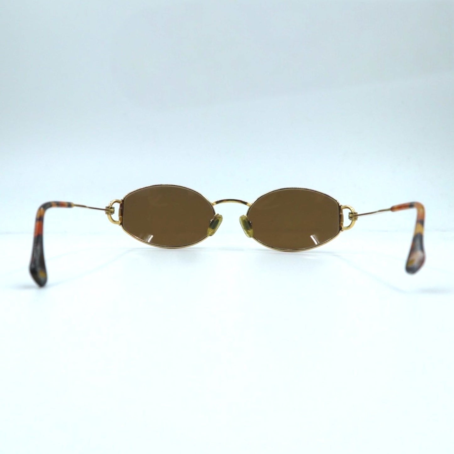 GUCCI Vintage Oval Sunglasses in Gold and Tortoiseshell, Made in Italy