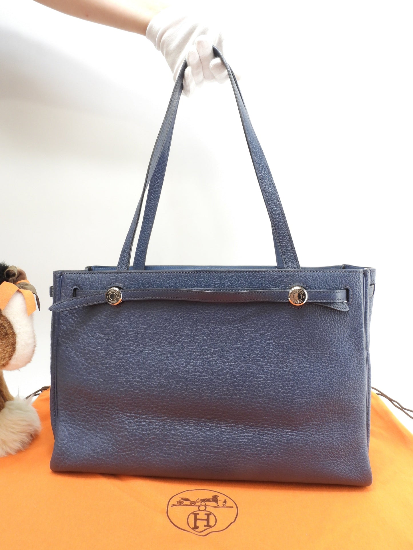 エルメス カバナ ブッフルスキッパー青 シルバー金具 ショルダーバッグ 美品@□E