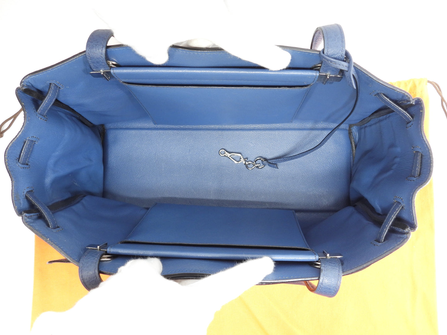 エルメス カバナ ブッフルスキッパー青 シルバー金具 ショルダーバッグ 美品@□E