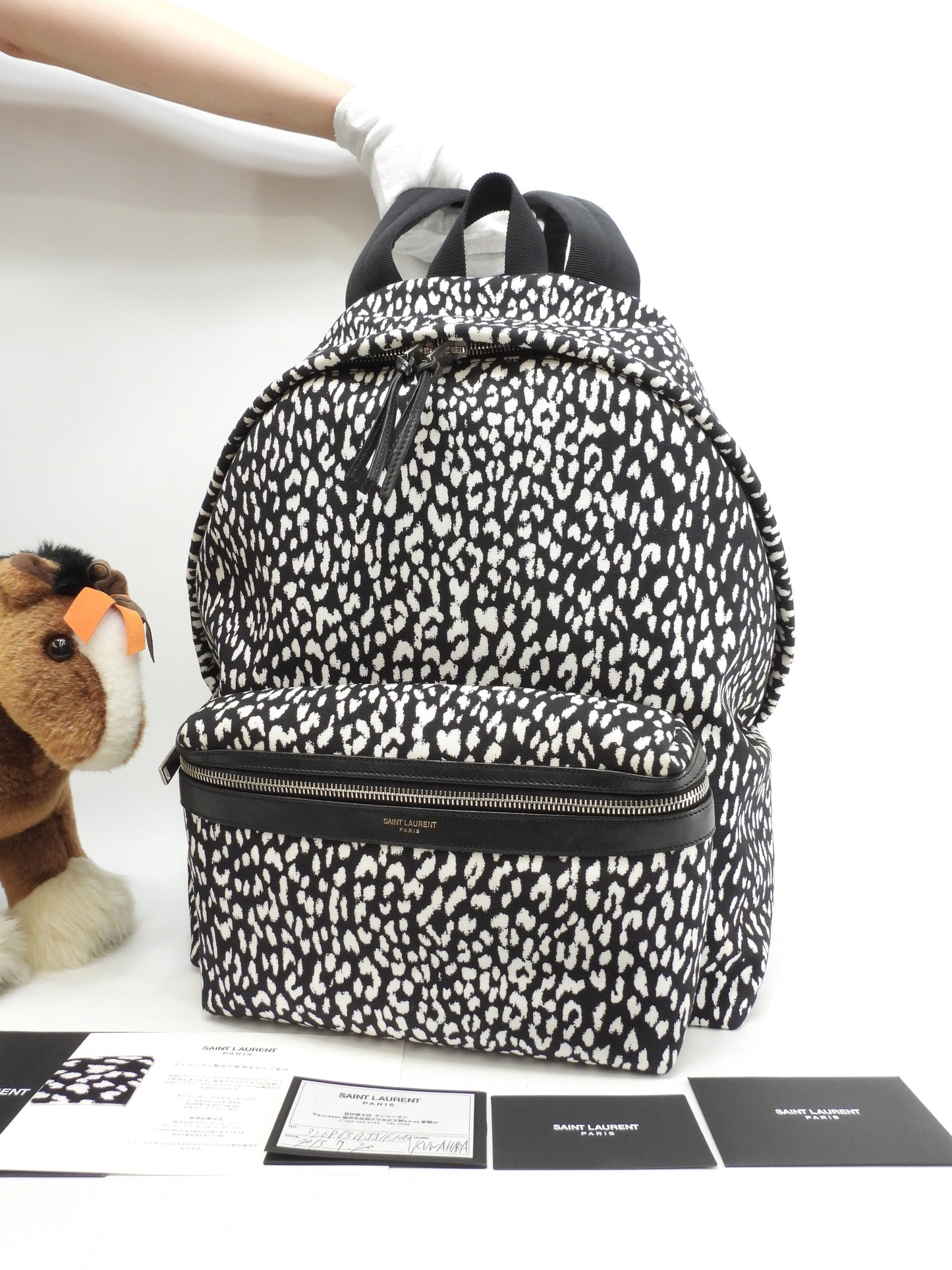 サンローラン バックパック シティ デニム黒白 リュックサック ベイビーキャット 美品@ 7