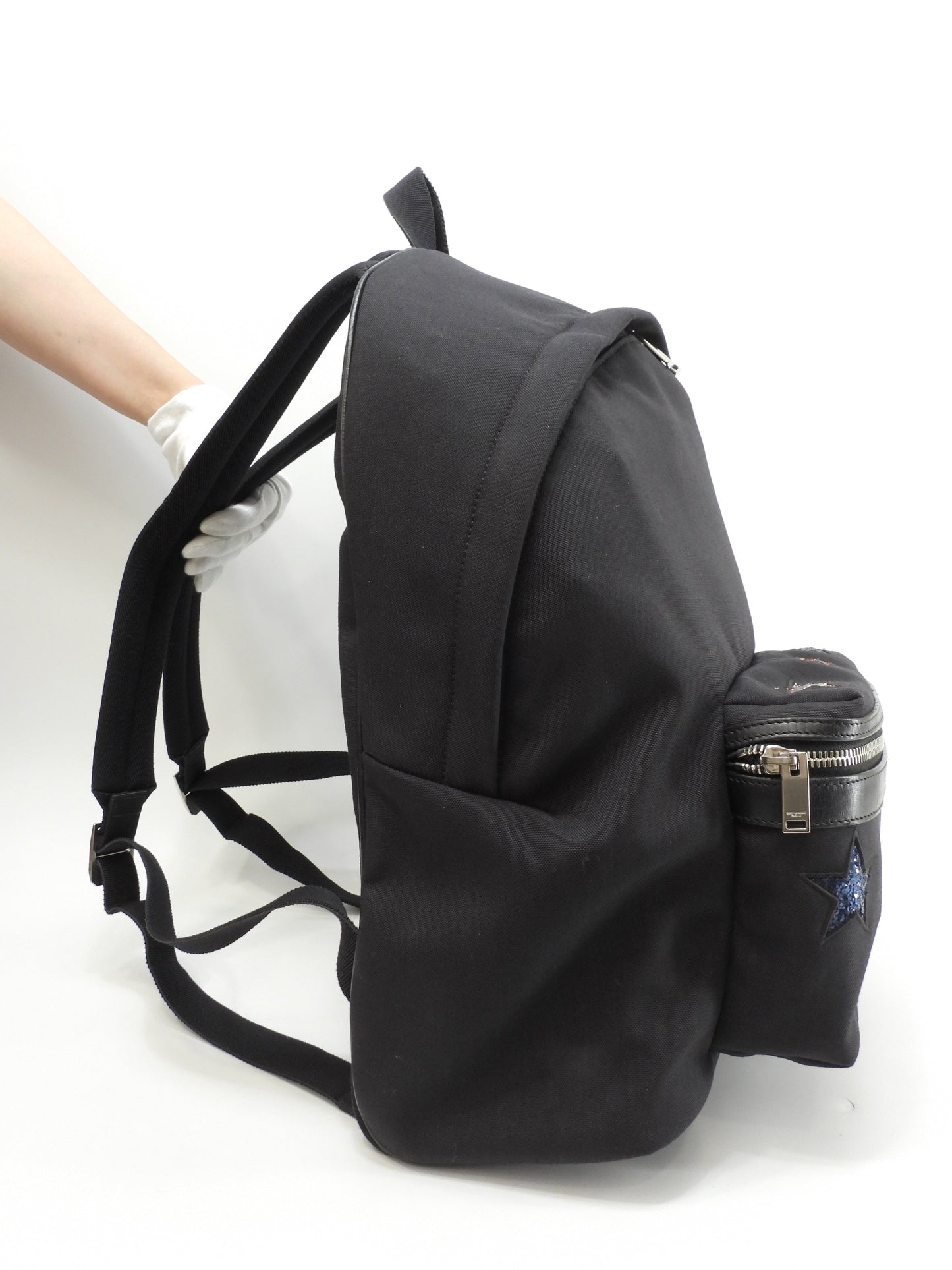 サンローラン バックパック スター ナイロン革黒 リュックサックバッグ 美品@ 3