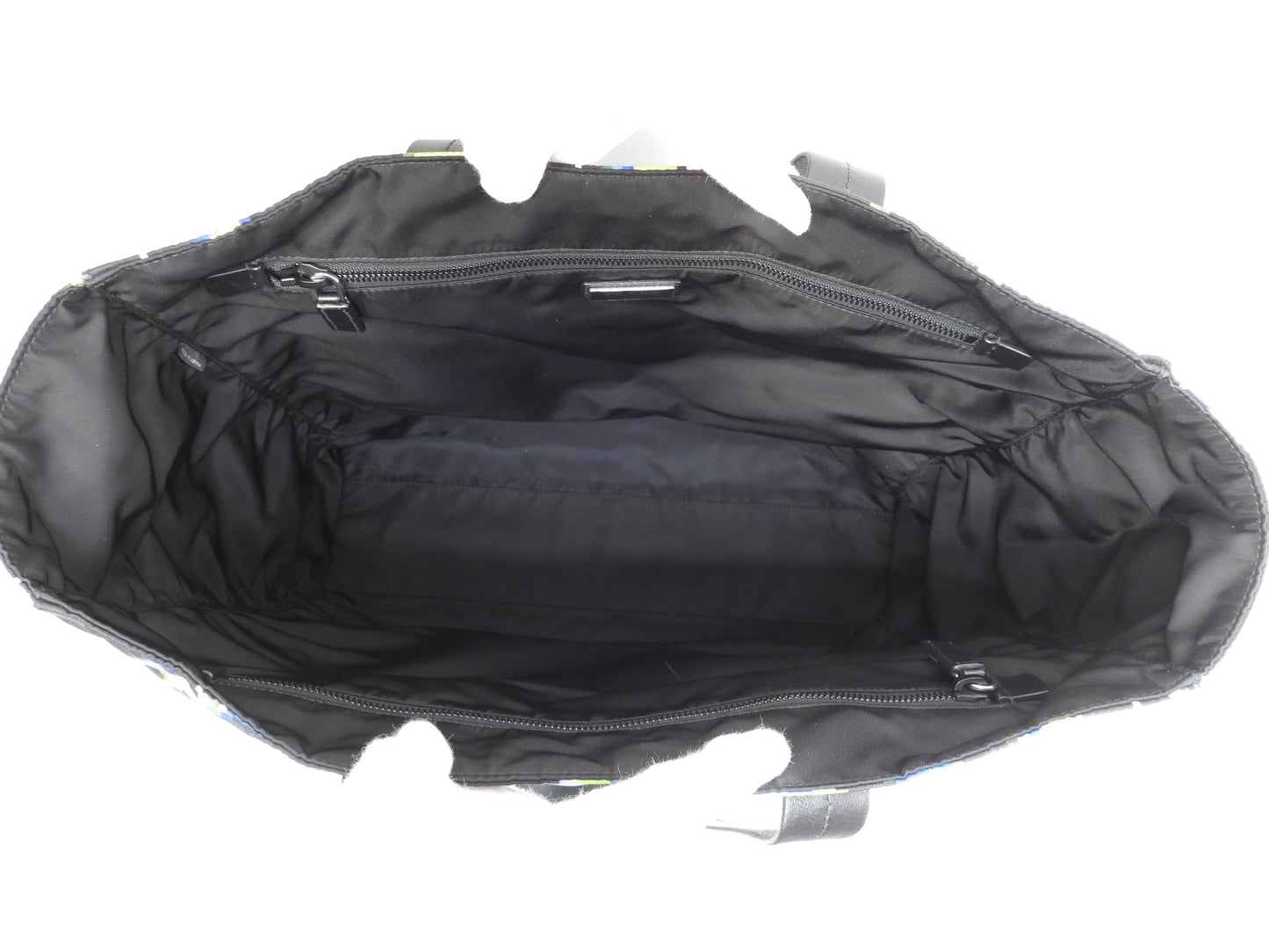 プラダ トートバッグ大 メンズ ナイロン黄黒青 レザー黒 ショルダーバッグ 極美品@250 2