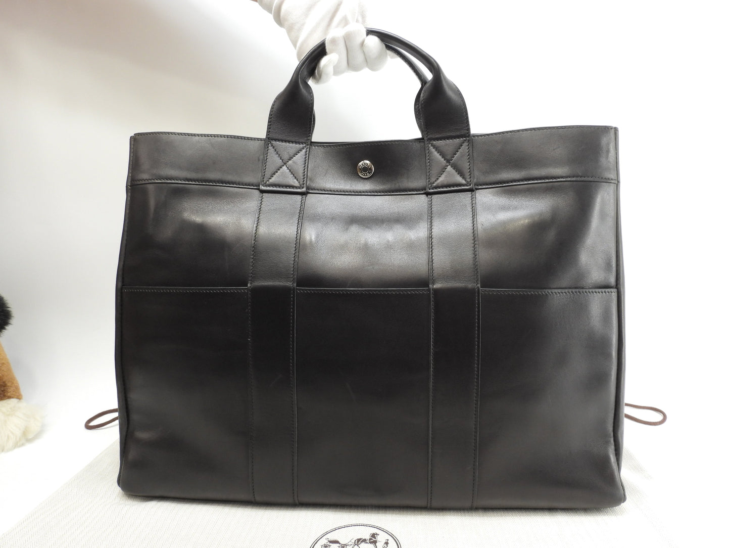 エルメス トートMM フールトゥ フルレザー黒 ハンドバッグ トートバッグ 美品@□E 15