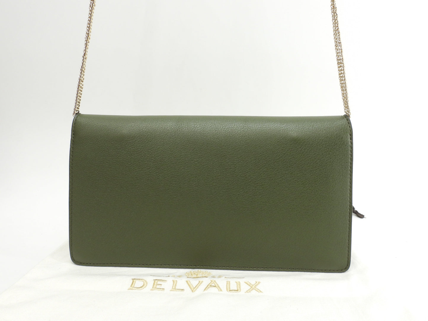 デルヴォー チェーンポシェット レザー緑 クロスボディバッグ 美品@ 2