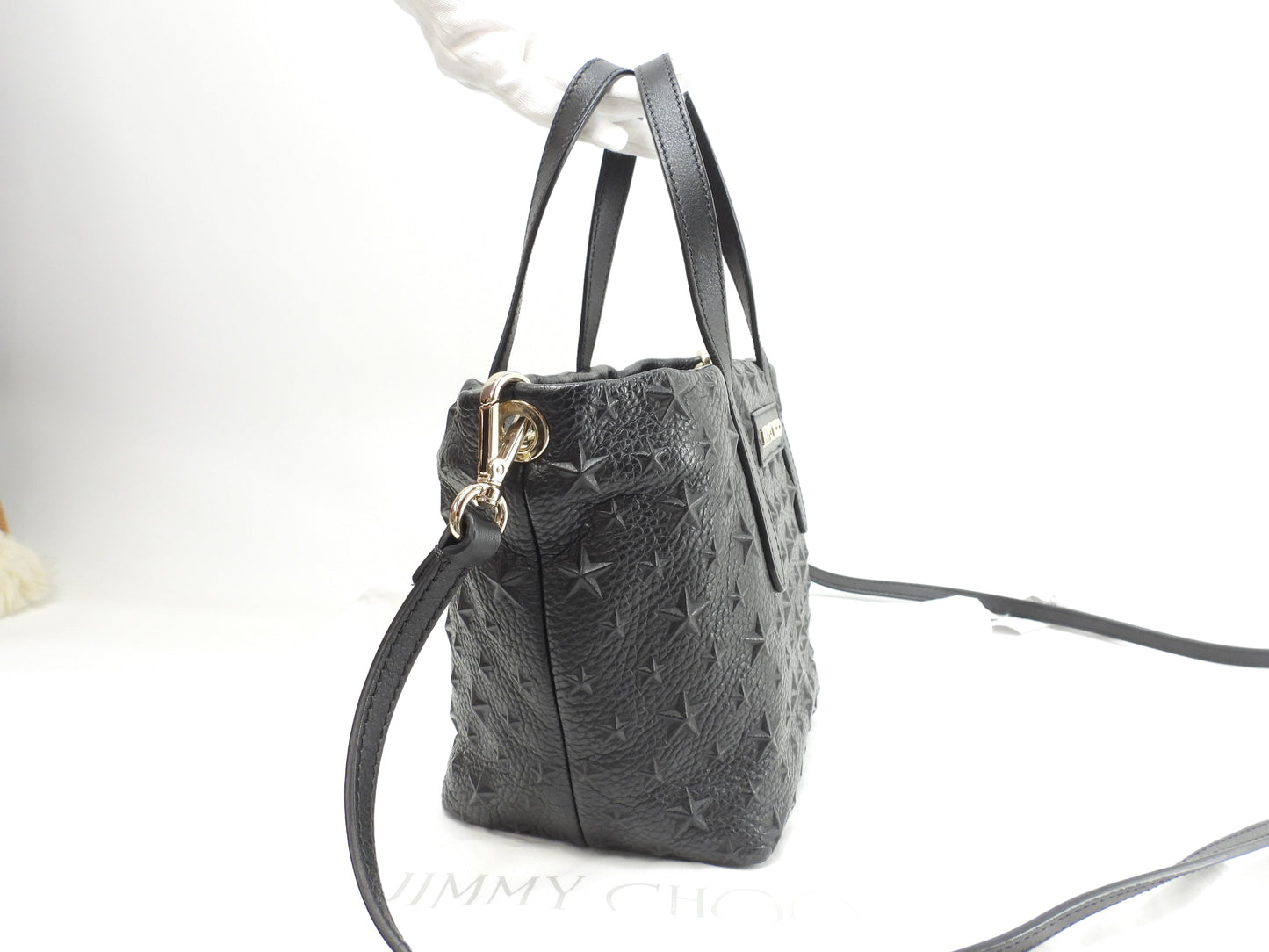 ジミーチュウ ミニサラ エンボススター レザー黒 ポシェットバッグ 美品@ 6