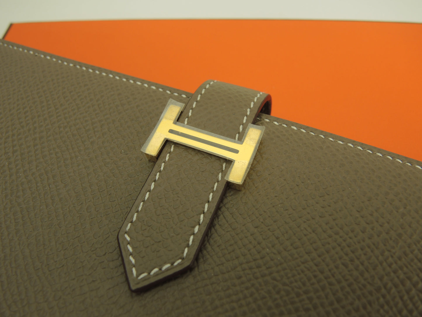 エルメス ベアンスフレ エプソン エトープ ゴールド金具 まち付2折長財布 ロングウォレット 未使用@Z 2