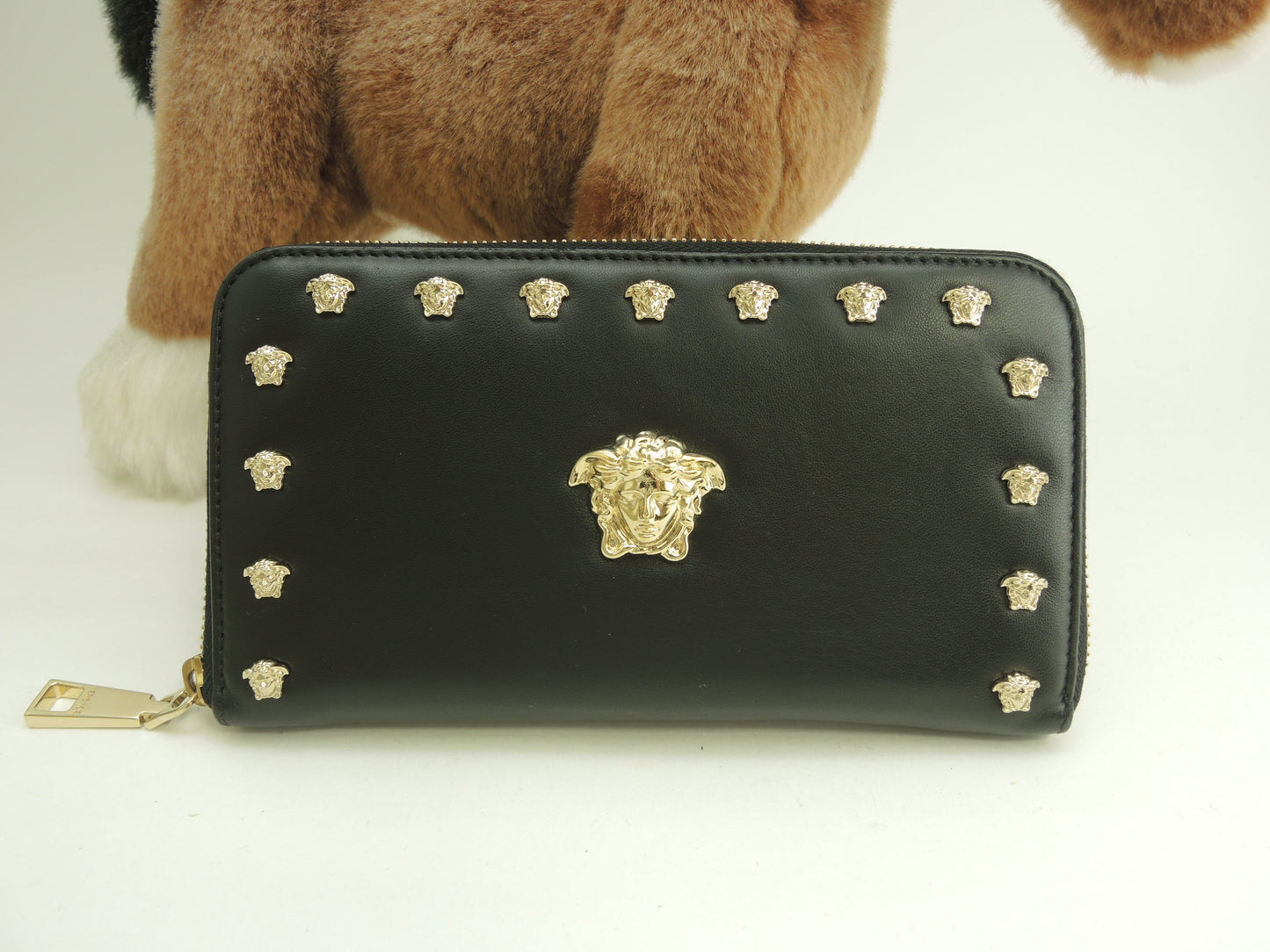ヴェルサーチ ロングウォレット メドゥーサ レザー黒 ラウンドジップ長財布 美品@ 14
