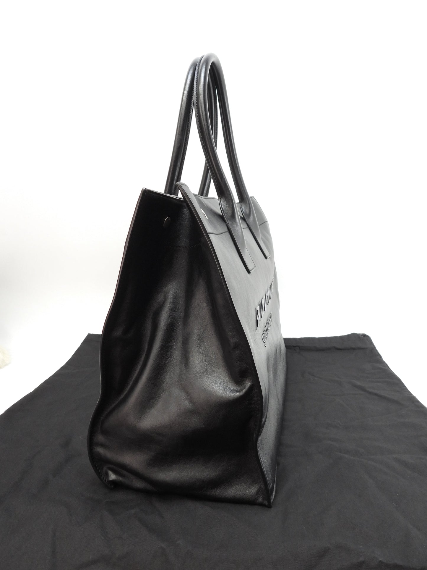 サンローラン トートバッグスモール リヴゴーシュ レザー黒 ハンドバッグ YSL 美品@GNR686266-0722