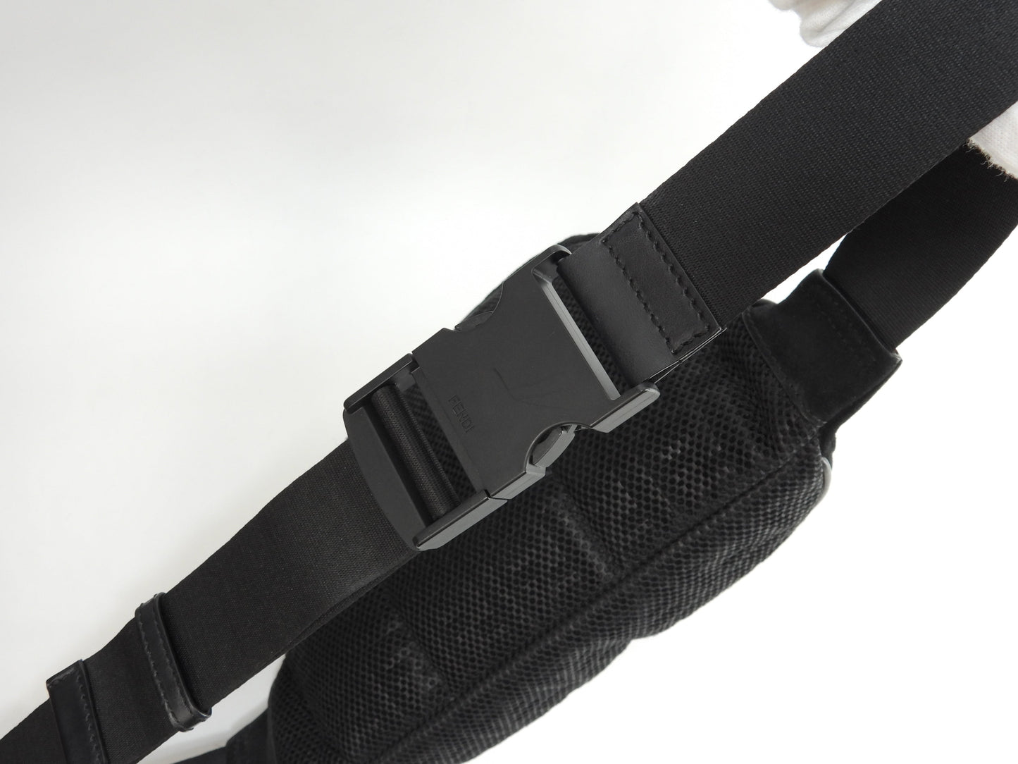 フェンディ ボディバッグ ナイロンメッシュ 黒 ベルトバッグ 斜め掛けショルダーバッグ@ 1