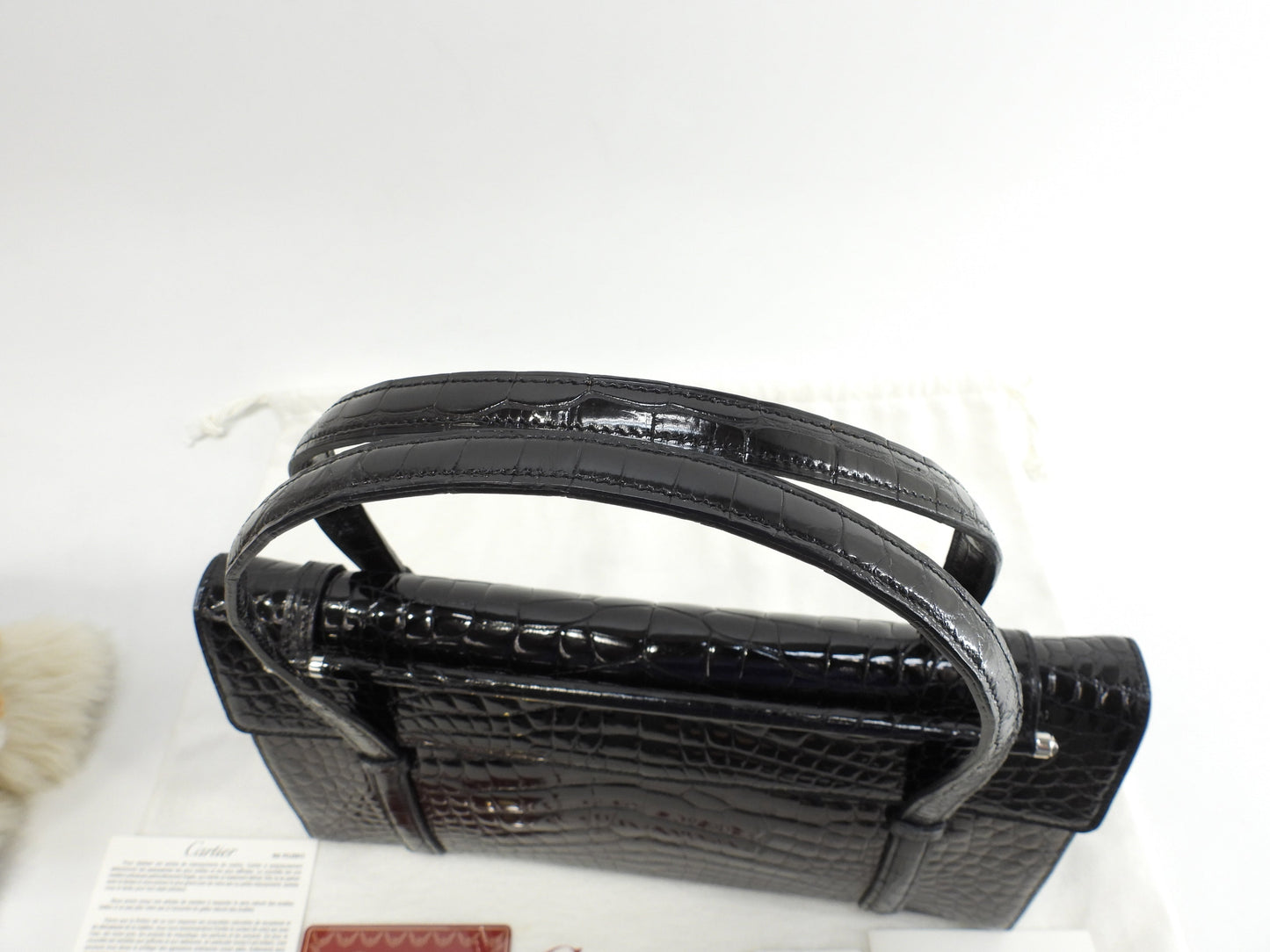 カルティエ ハンドバッグ カボション クロコダイル黒 トートバッグ 極美品@ELIJ