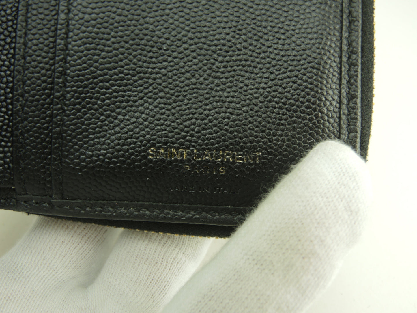 サンローラン コンパクトジップアラウンドウォレット YSL レザー黒 2折財布 @GNC403723-0321