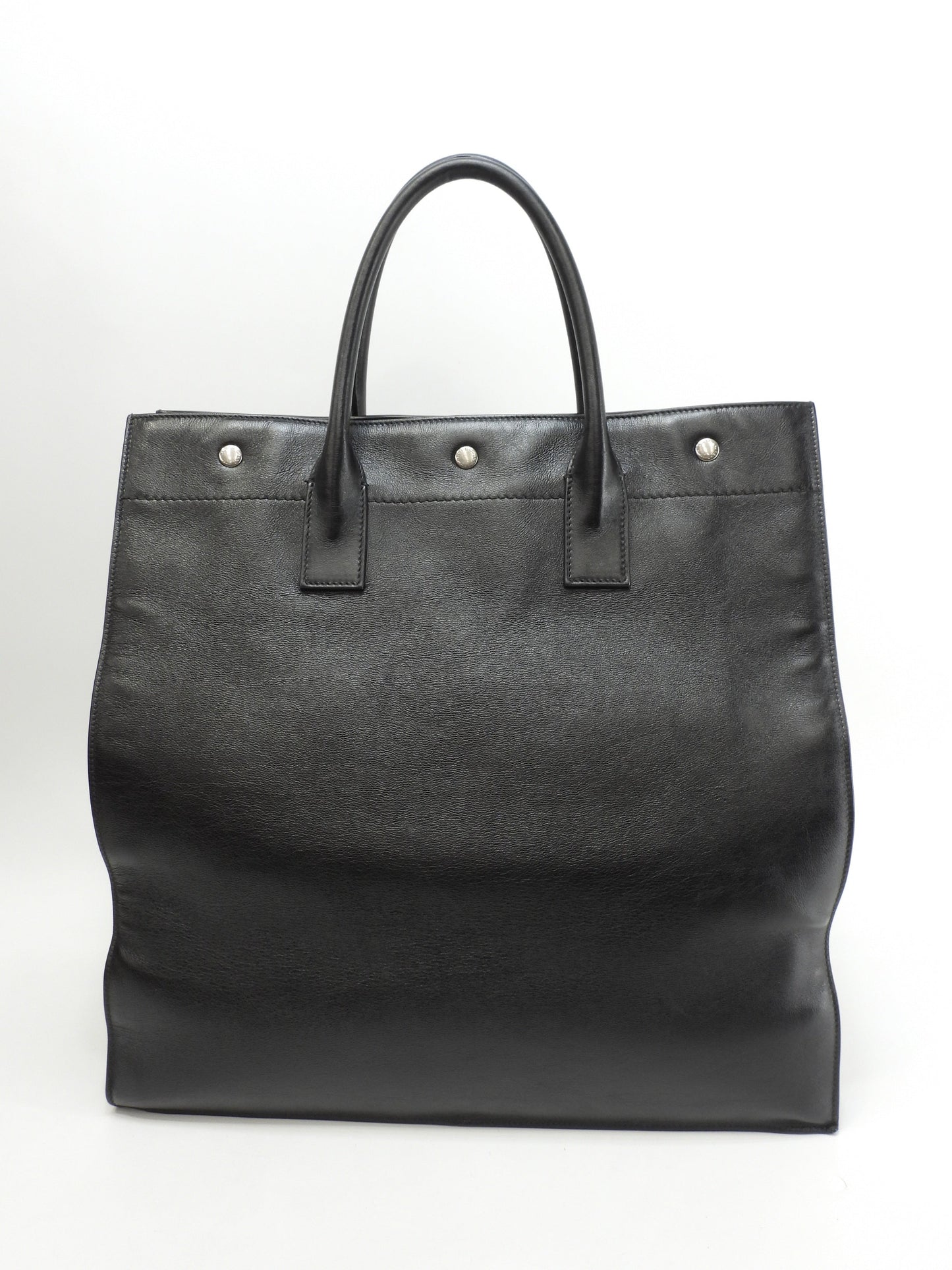 サンローラン トートバッグ リヴゴーシュ フルレザー黒 縦長メンズハンドバッグ YSL@GNR663970-0421