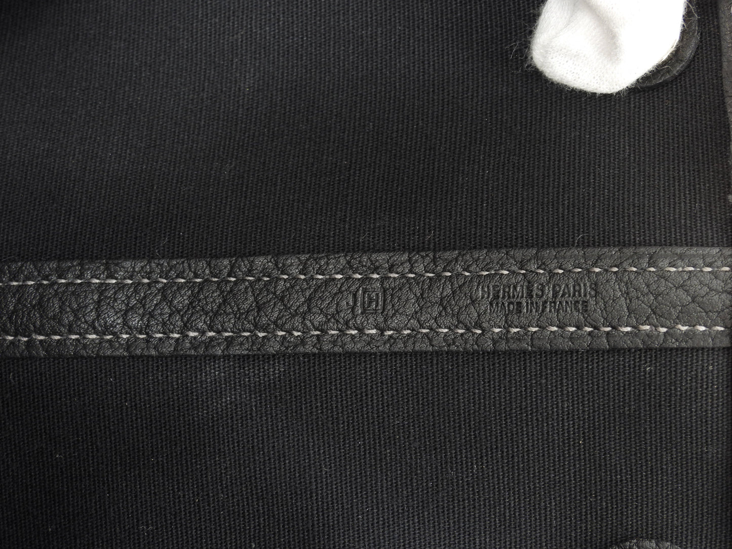 エルメス ガーデンパーティPM コットン/レザー 黒 トートバッグ ハンドバッグ 極美品@□H 4