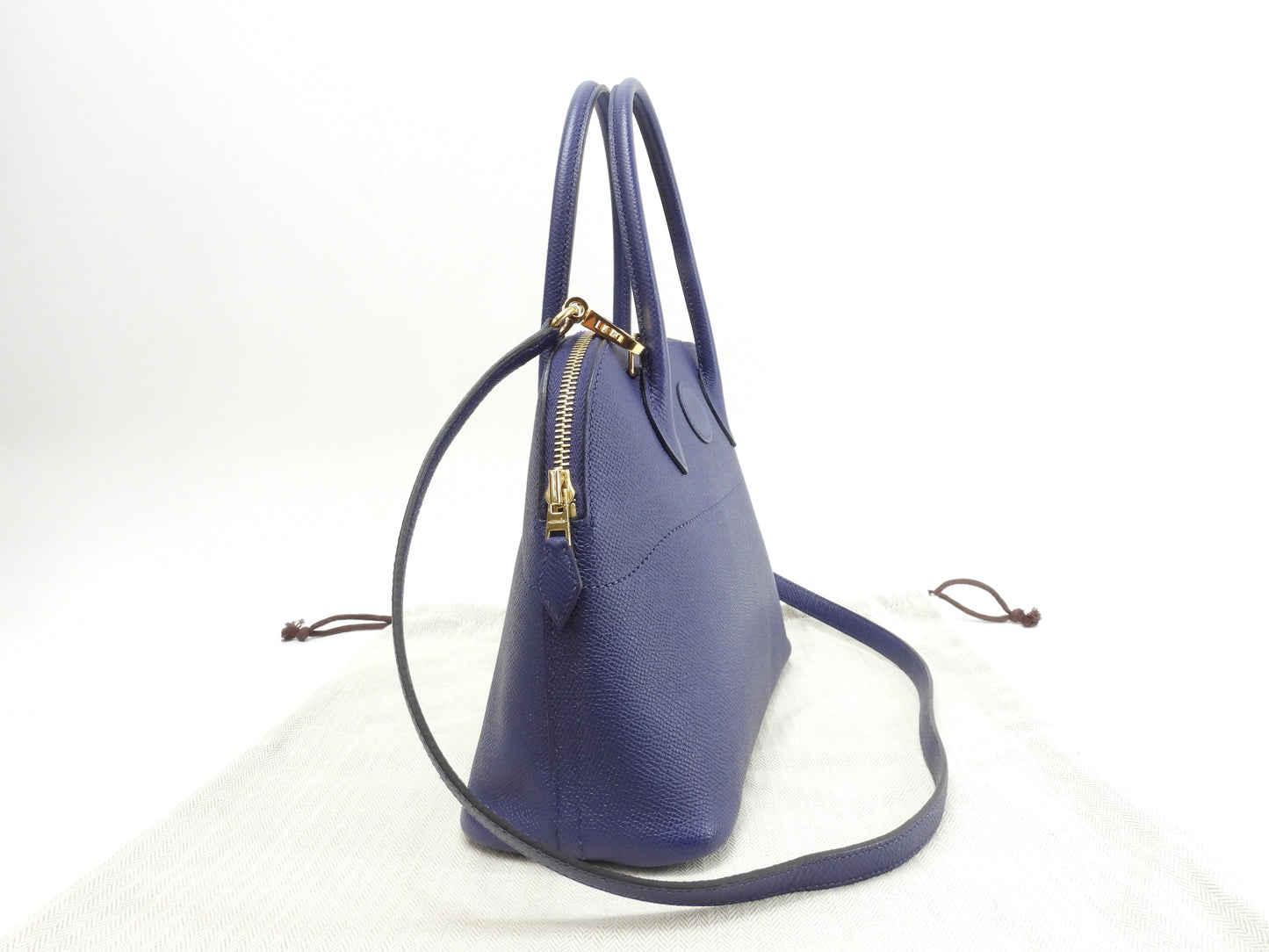 エルメス ボリード27 エプソン ブルーアンクル ゴールド金具 s付ミニハンドバッグ 美品@D 16