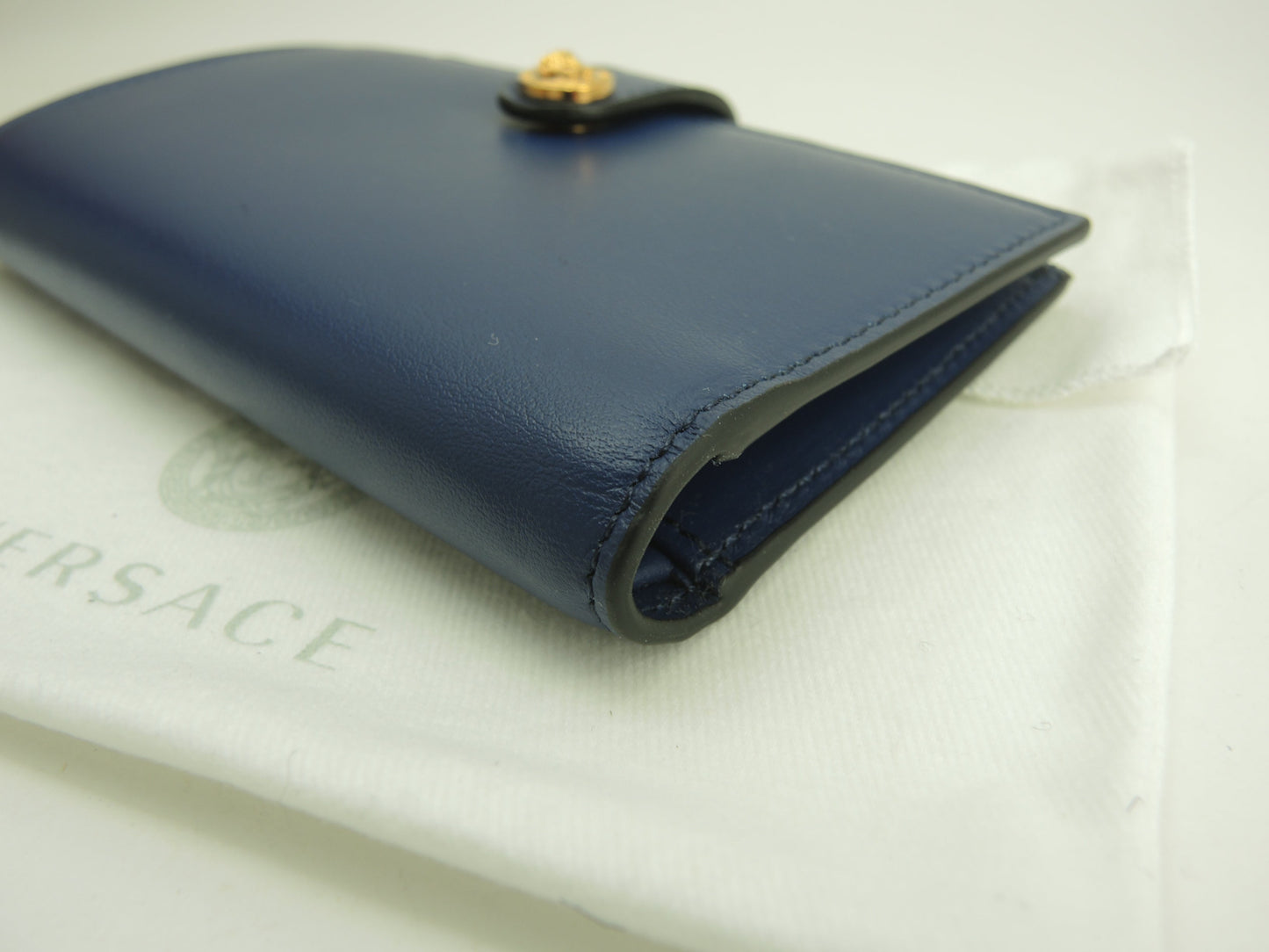ヴェルサーチ コンパクトウォレット メデューサ レザー青 2折財布 新品@ 3