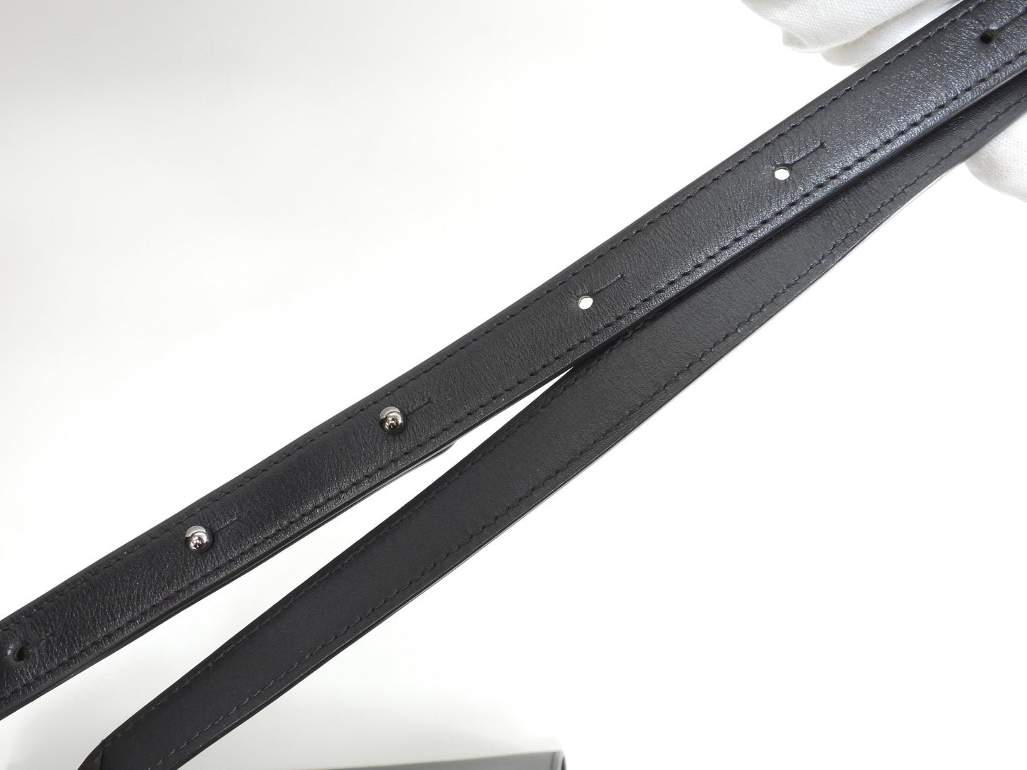 デルボー ブリヨンMM ボックスカーフレザー黒 シルバー金具 s付ハンドバッグ ケリー型 美品@ 1