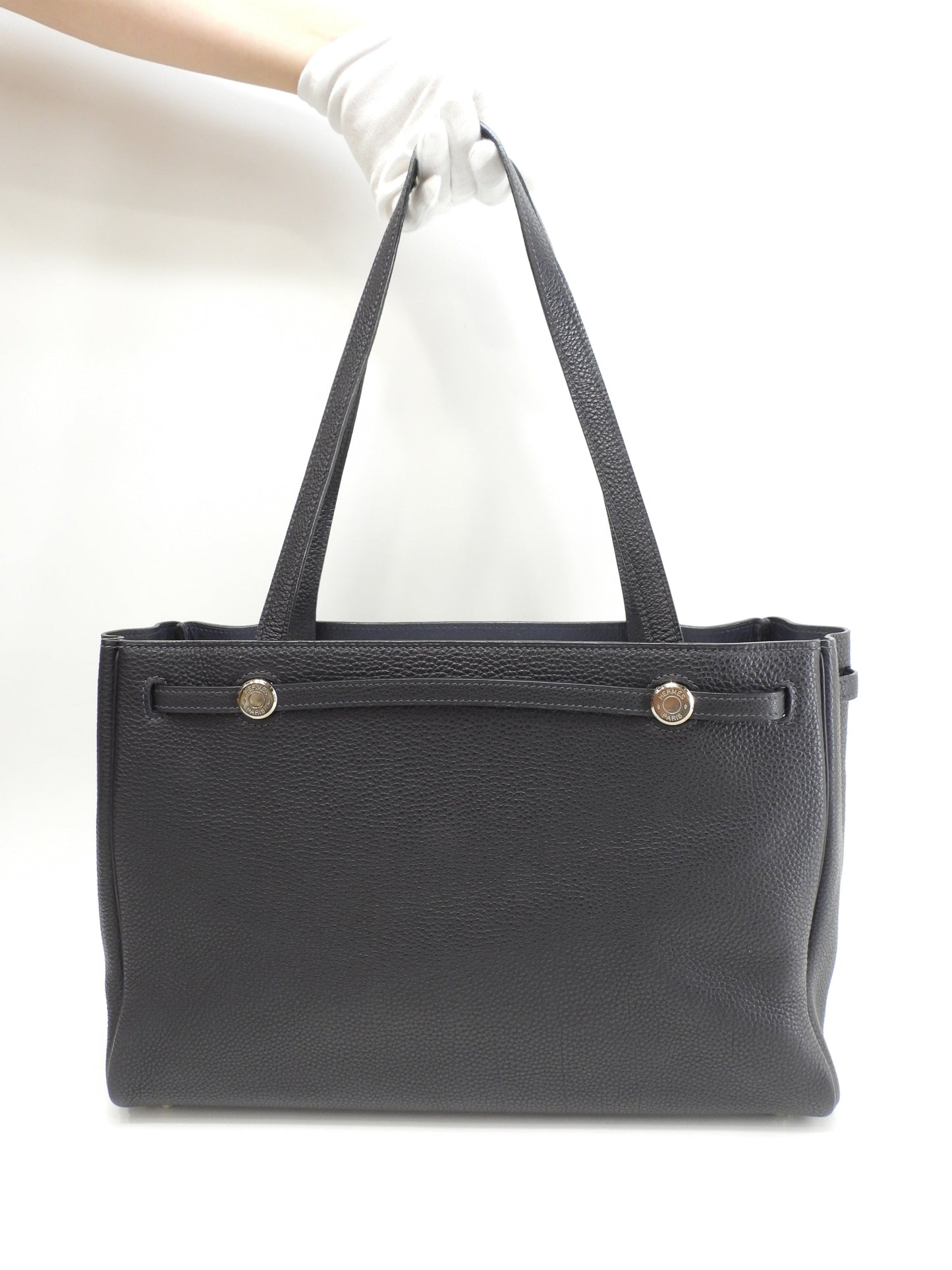 エルメス カバナ トゴ紺 シルバー金具 トートバッグ ショルダーバッグ 極美品@□E