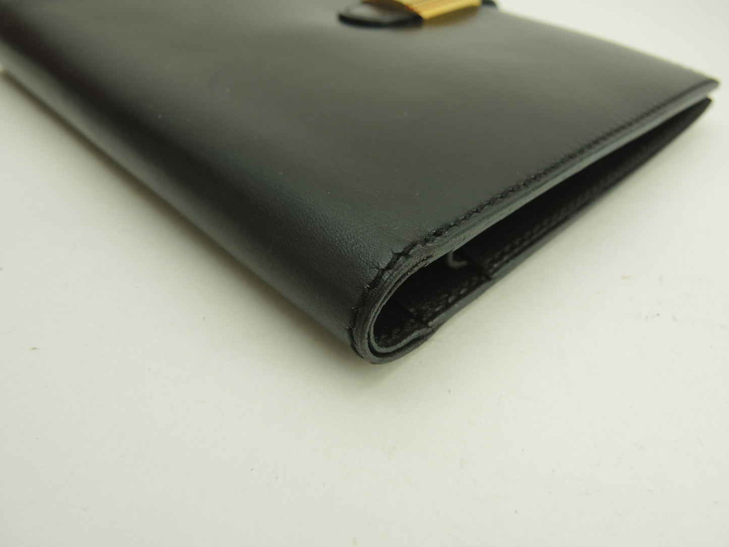 エルメス 2折財布 Boxカーフ黒 ゴールドカデナ金具 コンパクトウォレット@〇Y